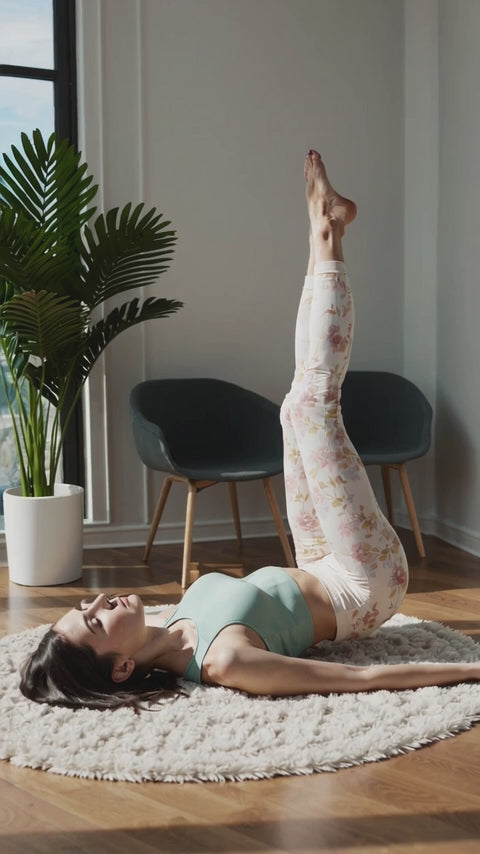 Cream Pastel Flower Design Leggings for Women, Yoga Pants, Workout Activewear, Daily Wear